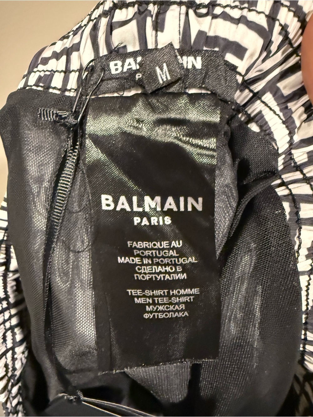 Balmain PB Labyrinth Mens Black & White Geometric monogram Swim Shorts - Picture 6 of 8